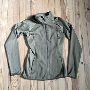 Columbia Fleece Jacket Women XS Olive Green Full Zip Textured Diamond Quilted